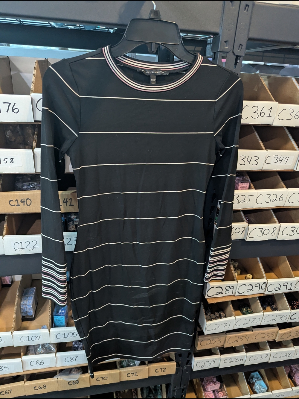 Long Sleeve Black Stripe Knit Dress | XXSP